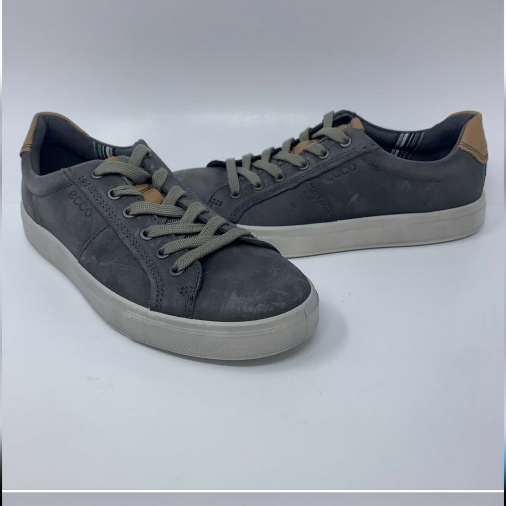 ECCO Leather Men's Soft 7 titanium gray sneakers size 12 - Picture 12 of 12